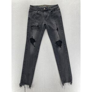 American Eagle Skinny Jeans Mens 29x32 Black Stretch Denim Distressed Destroyed‎